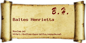 Baltes Henrietta névjegykártya